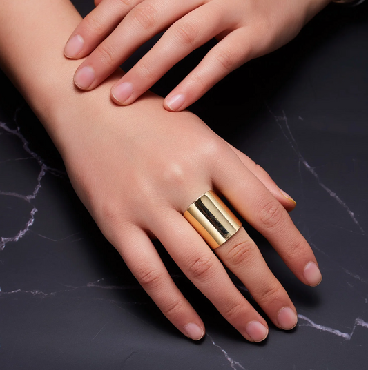 18 Karat gold-plated long Egyptian gold ring