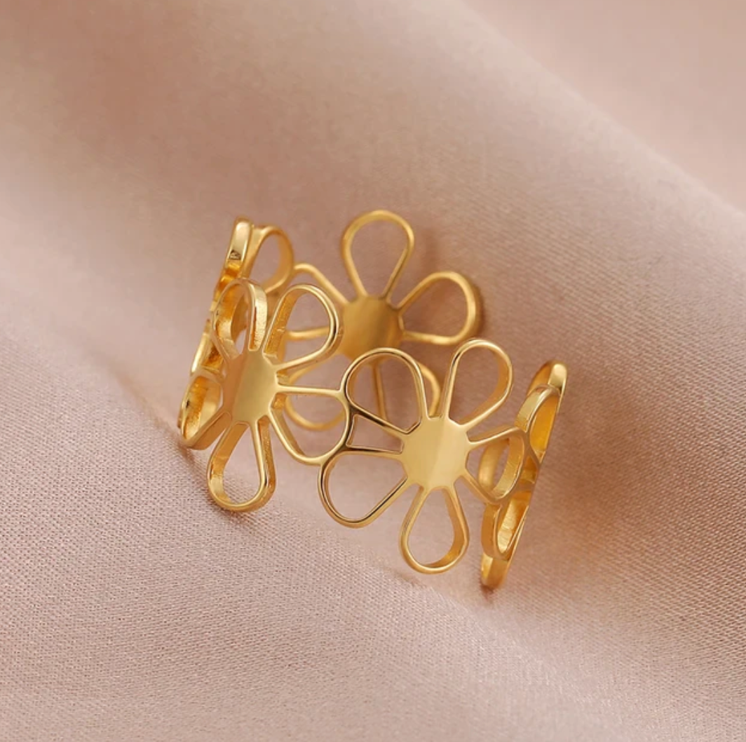 18 Karat Gold Plated Daisy Ring