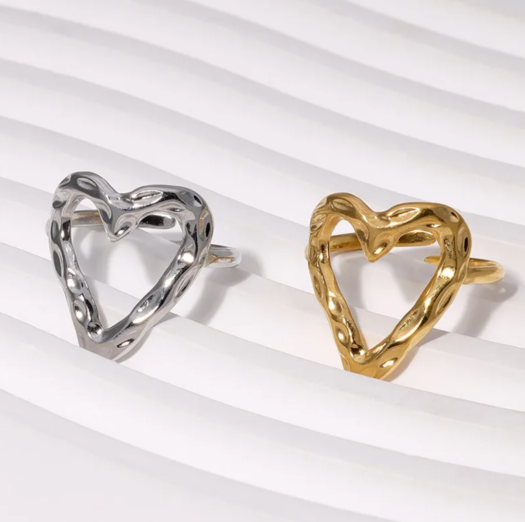 18K gold-plated Bohemian heart ring
