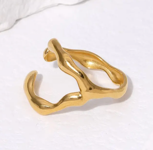 Irregular Ring in Bohemian Style with 18K Gold Plating
