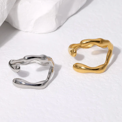 Irregular Ring in Bohemian Style with 18K Gold Plating