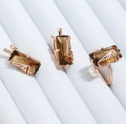 Earrings set with 18kt rose gold plating