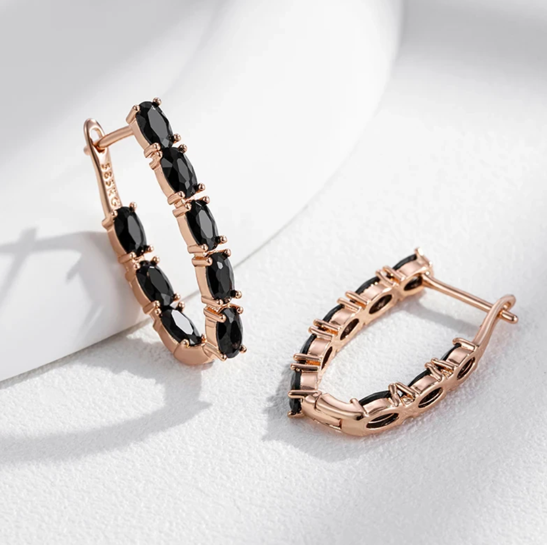 Evening Black Zirconia, 18 Kt. Rose Gold Plated