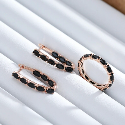 Evening Black Zirconia, 18 Kt. Rose Gold Plated