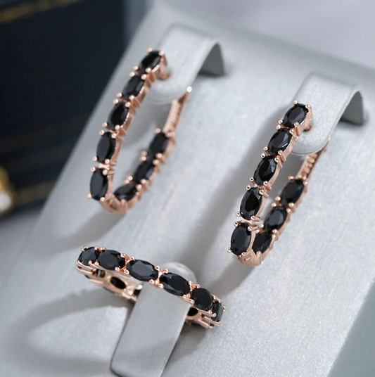 Evening Black Zirconia, 18 Kt. Rose Gold Plated