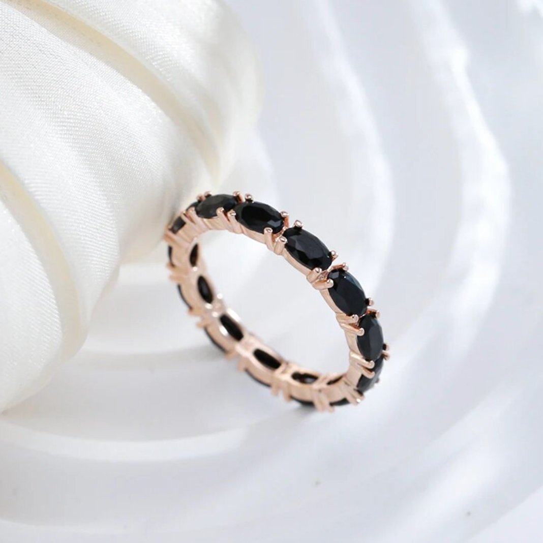 Evening Black Zirconia, 18 Kt. Rose Gold Plated