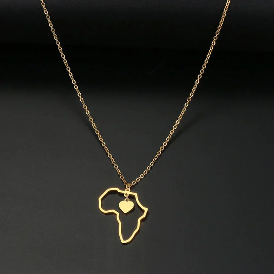 Necklace with Heart of the Continent in Gold