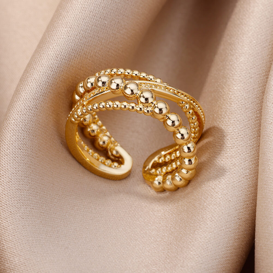 Adjustable 18K Gold Plated Ring with Pearl Design