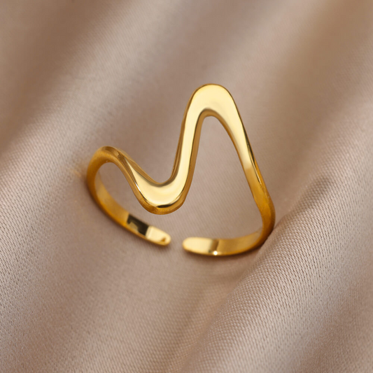 18K Gold Plated Thin Ring with Modernist Abstract Shape