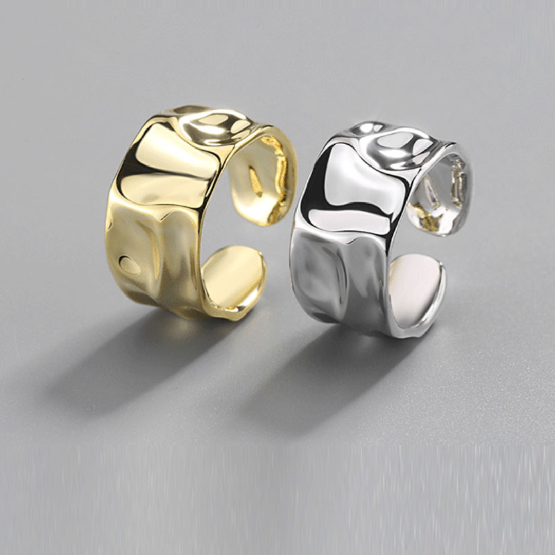 Asymmetrical wide ring made of 925 sterling silver