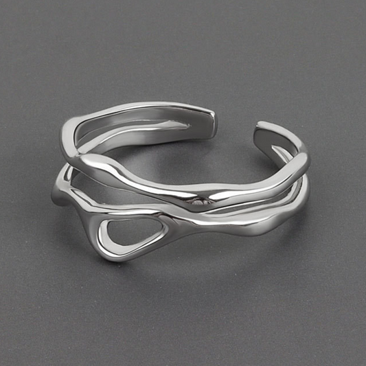 Adjustable ring made of 925 sterling silver in the shape of a tree branch