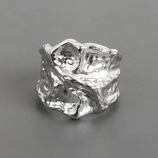 Ring made of 925 sterling silver in special edition with crumpled design