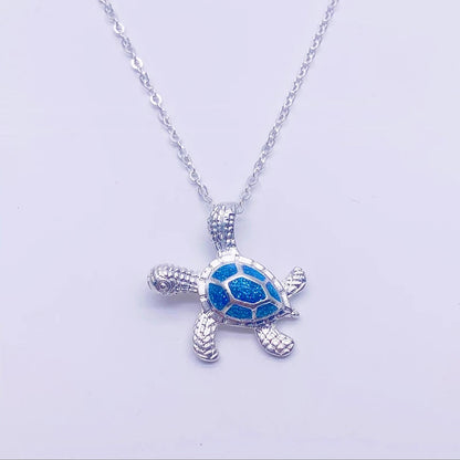 Sea Turtle Necklace made of Blue Opal