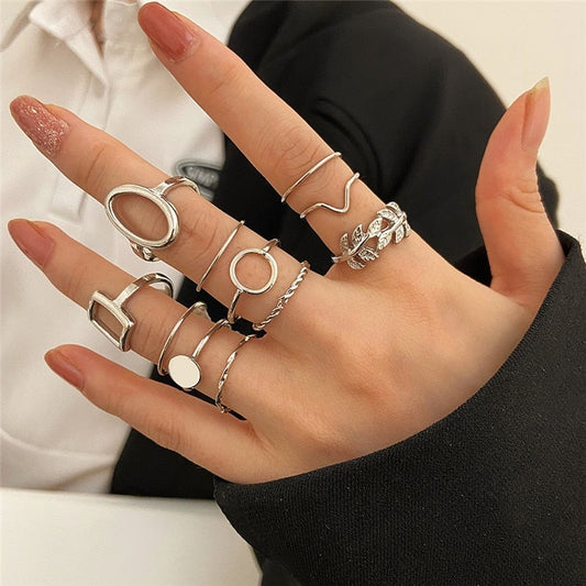 Pack of 11 Silver Rings