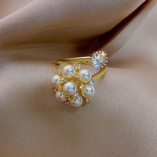 Adjustable Cute Ring with Pearls