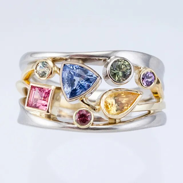 Vintage Colored Crystals Ring