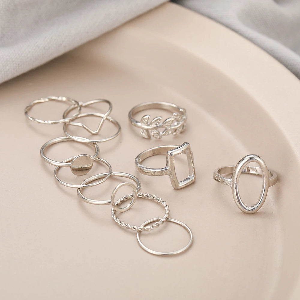 Pack of 11 Silver Rings