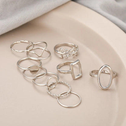 Pack of 11 Silver Rings