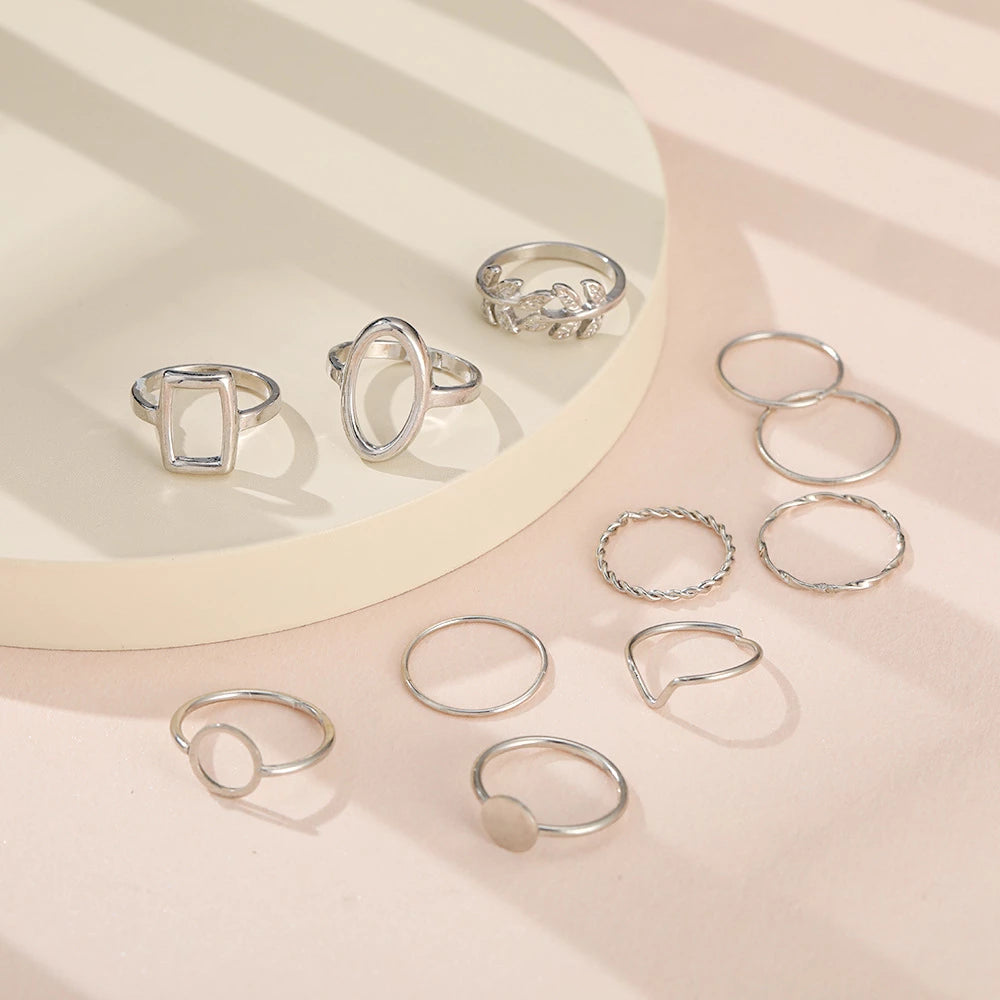 Pack of 11 Silver Rings