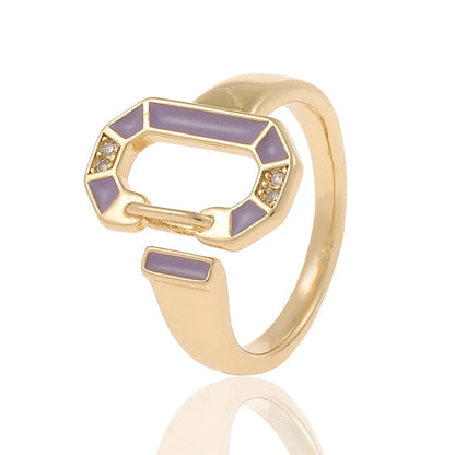 18 Carat Gold Plated Round Colored Rings