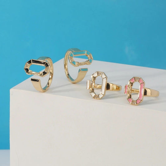 18 Carat Gold Plated Round Colored Rings