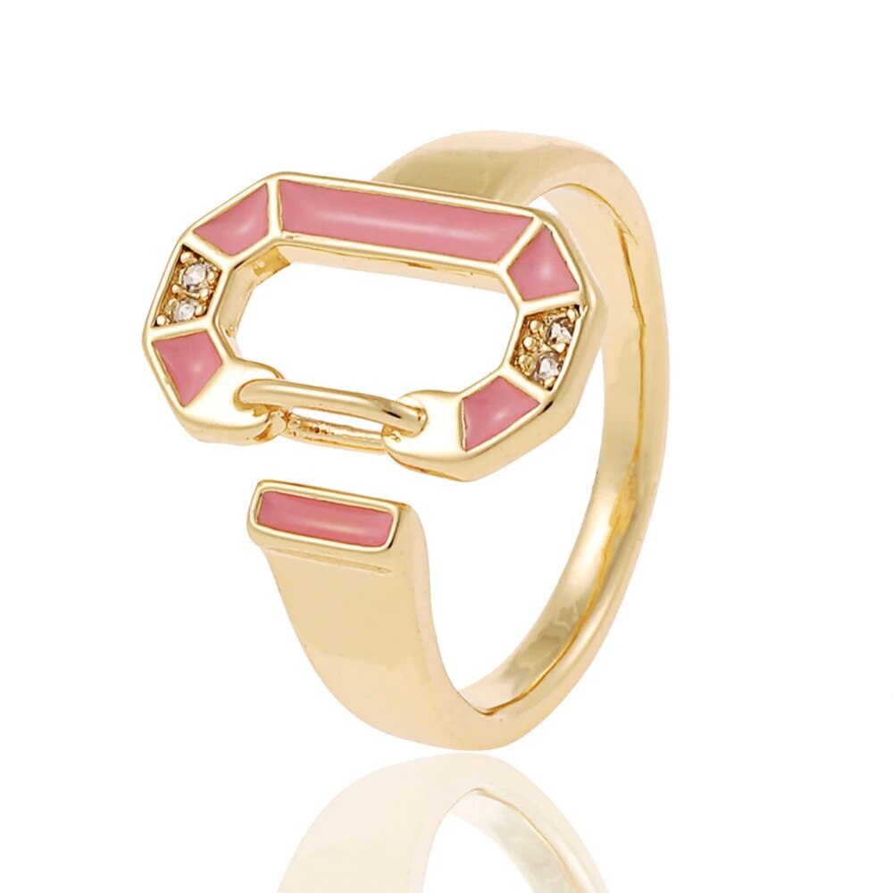 18 Carat Gold Plated Round Colored Rings