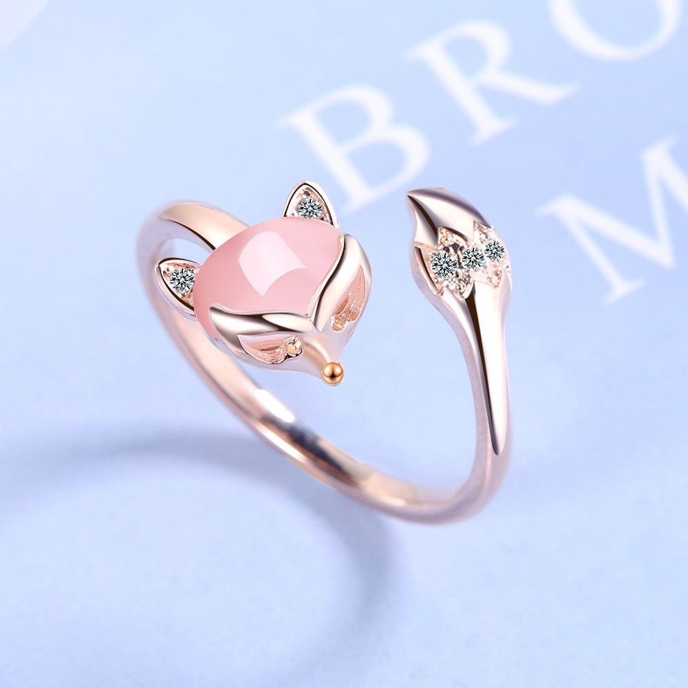 Adjustable Ring in Sterling Silver with Rose Fuchs