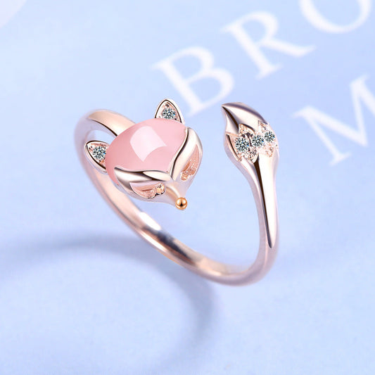 Adjustable Ring in Sterling Silver with Rose Fuchs