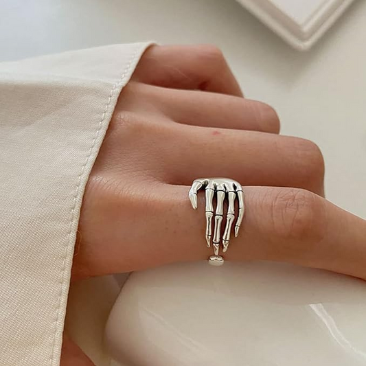 925 Sterling Silver Plated Hypoallergenic Steel Skeleton Ring for Halloween