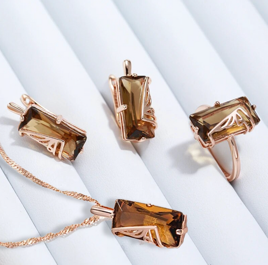 Earrings set with 18kt rose gold plating