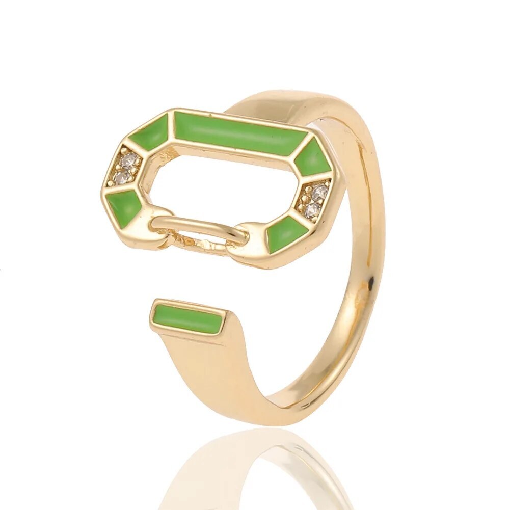 18 Carat Gold Plated Round Colored Rings