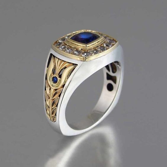 Blue Turkish Signet Ring made of Sterling Silver