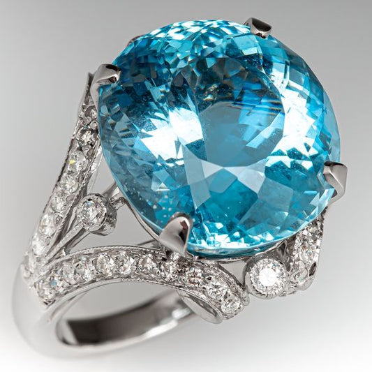 Sterling silver ring with blue crystal