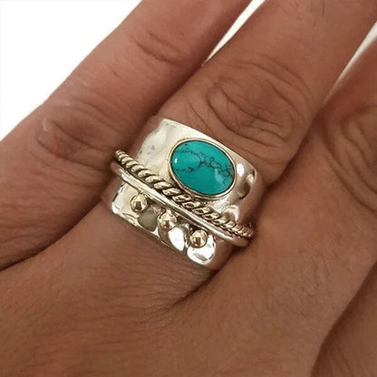 Turquoise wide band ring