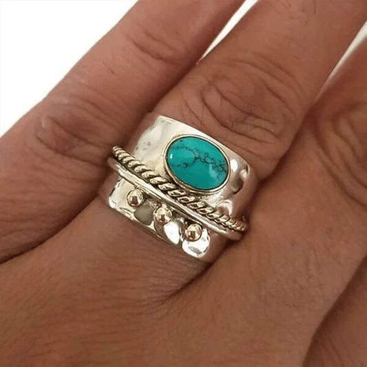 Turquoise wide band ring