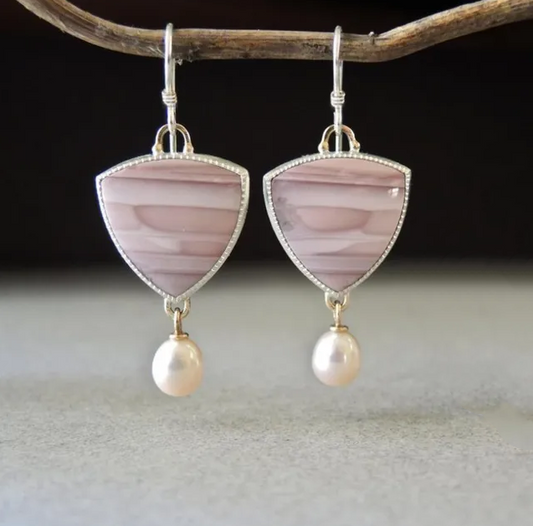 Vintage Pink Stone Beaded Earrings