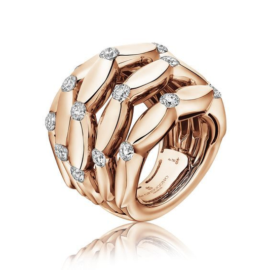 Golden ring with layered zirconium dioxide