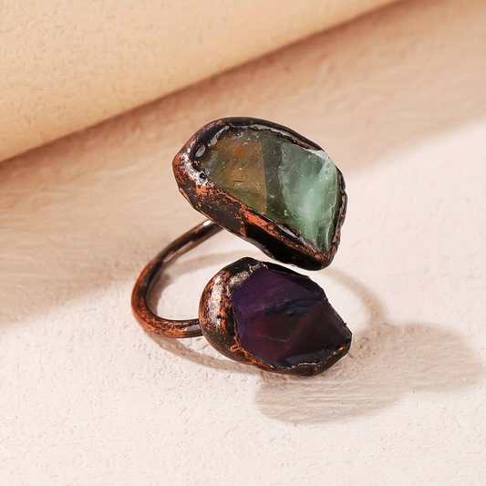 Vintage Natural Intarsia Stone Ring