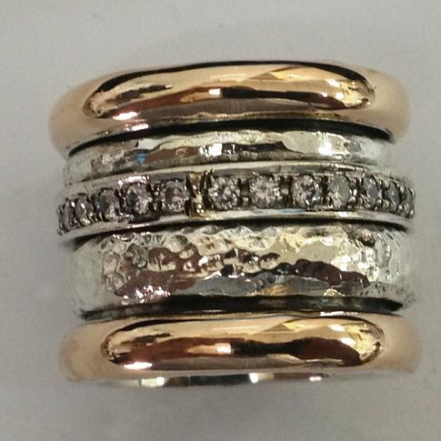 Layered thick gold ring in vintage style