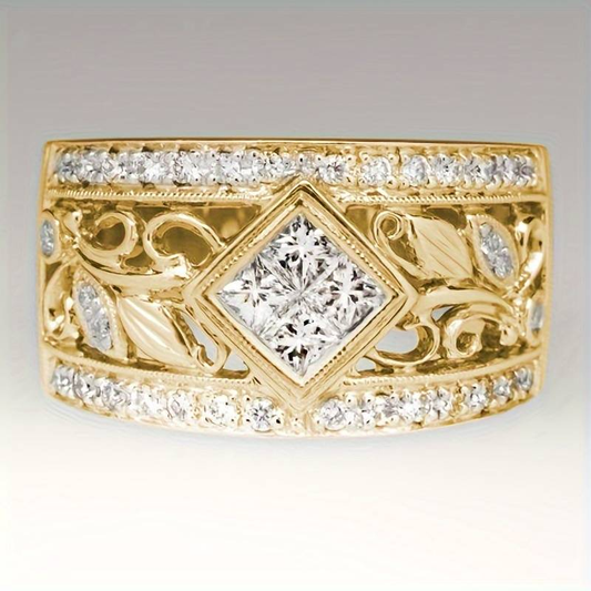 Golden hollow shiny vintage ring