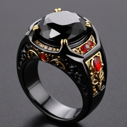 Vintage Ring with Black Crystal