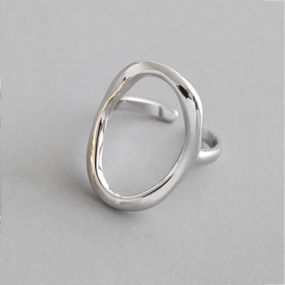 Adjustable irregular ball ring made of 925 sterling silver