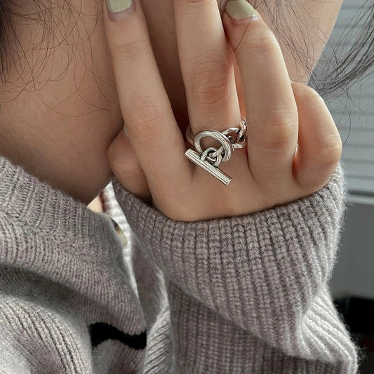 Adjustable design ring made of 925 sterling silver